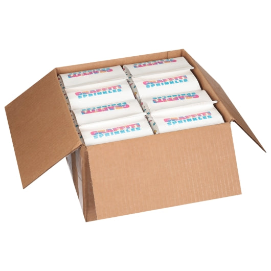 Top-it Toppings Premium Rainbow Sprinkles, 1 x 24 lb Case - GS1 open-case image
