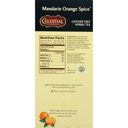 Celestial Seasonings HERB TEA MANDARIN ORANGE SPICE, 6 x 2.5 oz Case - DOT product image 2