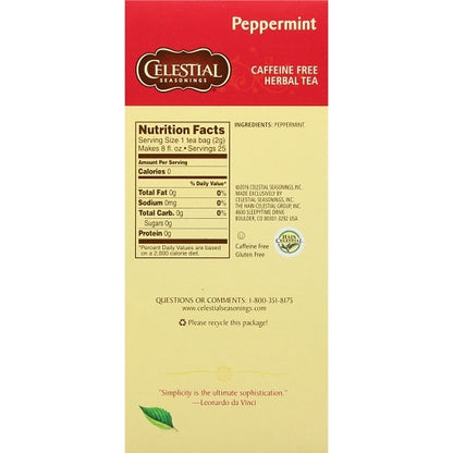 Celestial Seasonings HERB TEA PEPPERMINT, 6 x 25 each Case - DOT product image 2