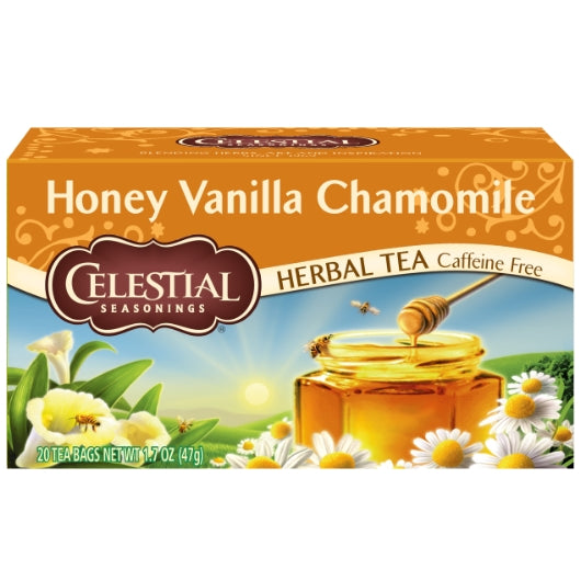 Celestial Seasonings Honey Vanilla Chamomile Herb Tea, 6 x 20 ct Case - Coffee & Tea