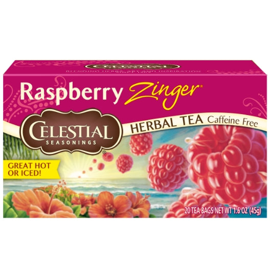 Celestial Seasonings Raspberry Zinger Herb Tea, 6 x 20 ct Case - Coffee & Tea
