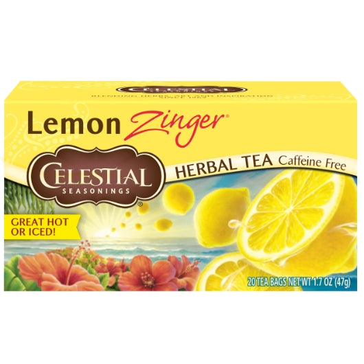 Celestial Seasonings Lemon Zinger Herb Tea, 6 x 20 ct Case - Coffee & Tea