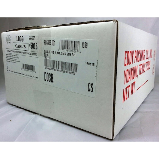 Carl's 3:1 Pork and Beef Jalapeno Smoked Sausage, 1 x 10 lb Case - DOT product image 2