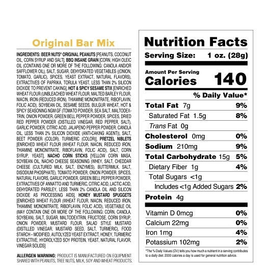 Beer Nuts Original Bar Mix, 12 x 19.5 lb Case - DOT product image 2