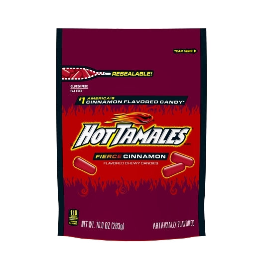 Hot Tamales Fierce Cinnamon Stand Up Bag, 8 x 10 oz Case - Candy & Confections