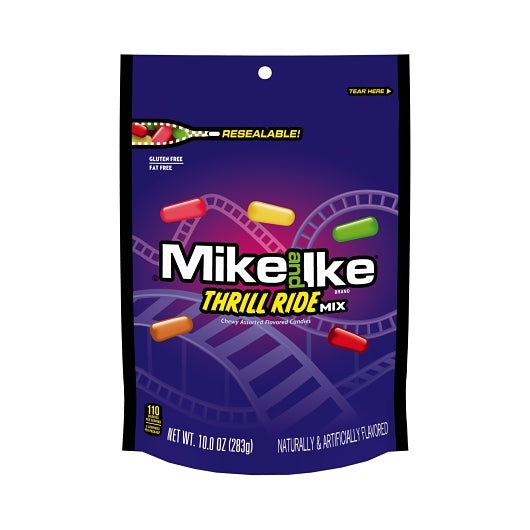 Mike & Ike Gluten Free Fat Free Thrill Ride Mix Candy Mix Bag, 8 x 10 oz Case - Candy & Confections