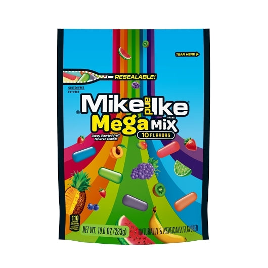Mike & Ike Mega Mix Stand Up Bag, 8 x 10 oz Case - Candy & Confections