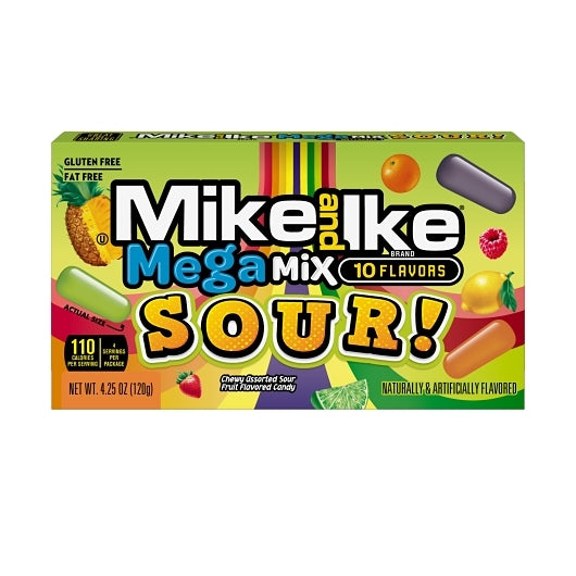 Mike & Ike Candy Mega Mix Sour Theater Box, 12 x 4.25 oz Case - Candy & Confections