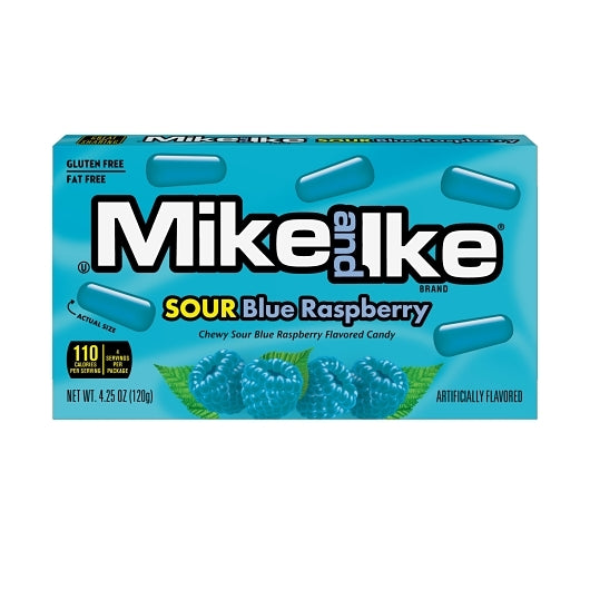 Mike & Ike Sour Blue Raspberry Candy Theater Box, 12 x 4.25 oz Case - Candy & Confections