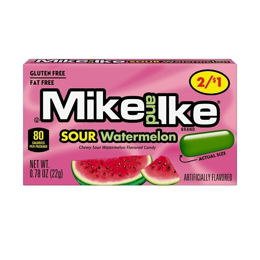 Mike & Ike Sour Watermelon Candy Pre-Priced Changemaker, 16 x 24 x 0.78 oz Case - Candy & Confections