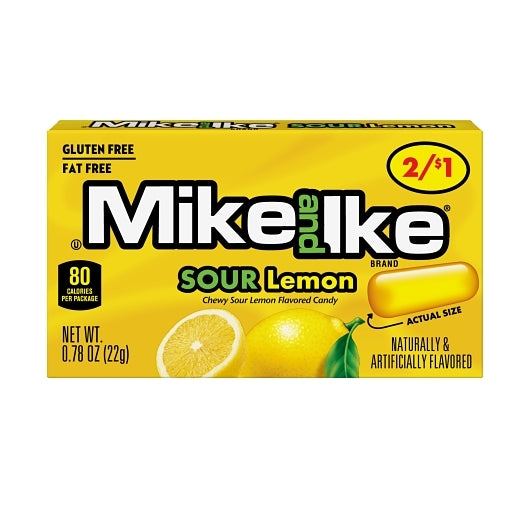 Mike & Ike Sour Lemon Candy Pre-Priced Changemaker, 16 x 24 x 0.78 oz Case - Candy & Confections