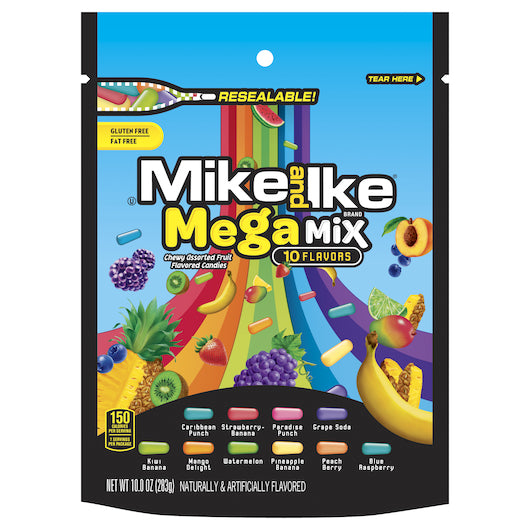 Mike & Ike Mega Mix Stand Up Bag, 8 x 10 oz Case - DOT product image 2