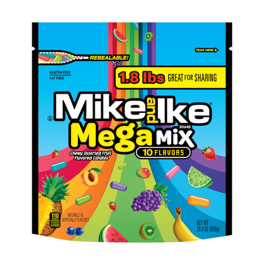Mike & Ike Mega Mix Stand Up Bag, 6 x 28.8 oz Case - DOT product image 3