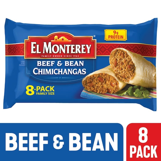 El Monterey Beef & Bean Chimichangas, 8 x 2 lb Case - Prepared Foods