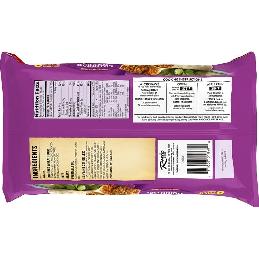 El Monterey Beef & Bean Burrito, 8 x 2 lb Case - DOT product image 6