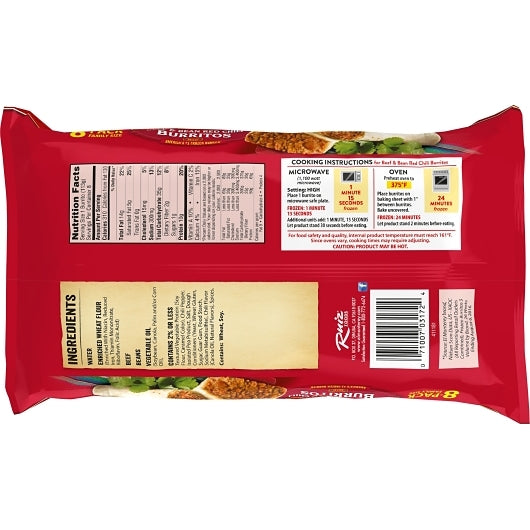 El Monterey Beef, Red Chili & Bean Burrito, 8 x 2 lb Case - DOT product image 3