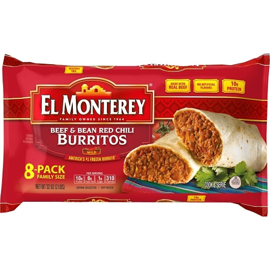 El Monterey Beef, Red Chili & Bean Burrito, 8 x 2 lb Case - DOT product image 6