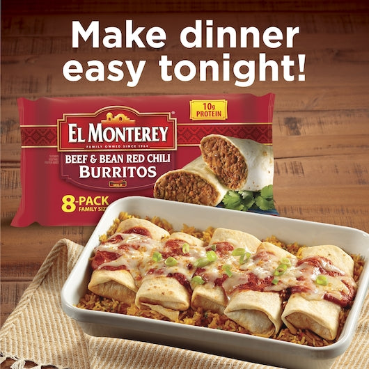 El Monterey Beef, Red Chili & Bean Burrito, 8 x 2 lb Case - DOT product image 7