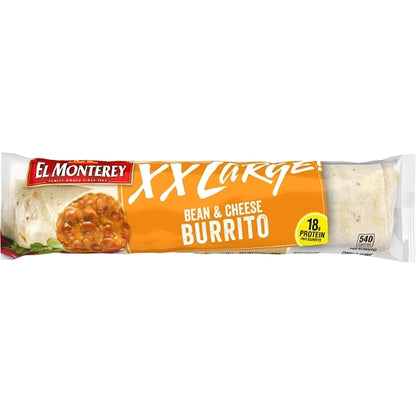 El Monterey XX Large Bean & Cheese Burrito, 12 x 9.5 oz Case - Prepared Foods
