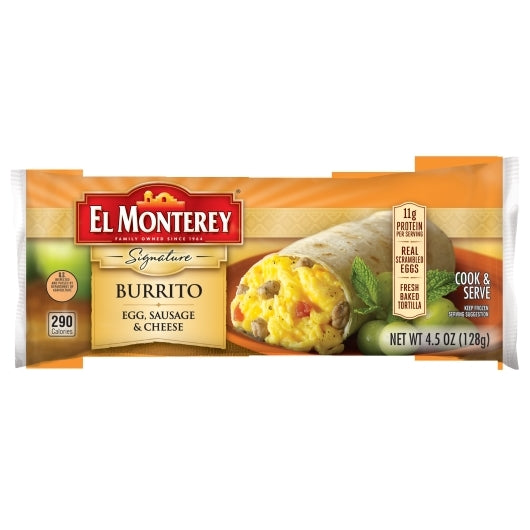 El Monterey Individually Wrapped Egg, Sausage, & Cheese Burrito, 24 x 4.5 oz Case - DOT product image 5