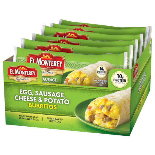 El Monterey Individually Wrapped Egg, Sausage, Cheese, & Potato Burrito, 24 x 4.5 oz Case - DOT product image 5