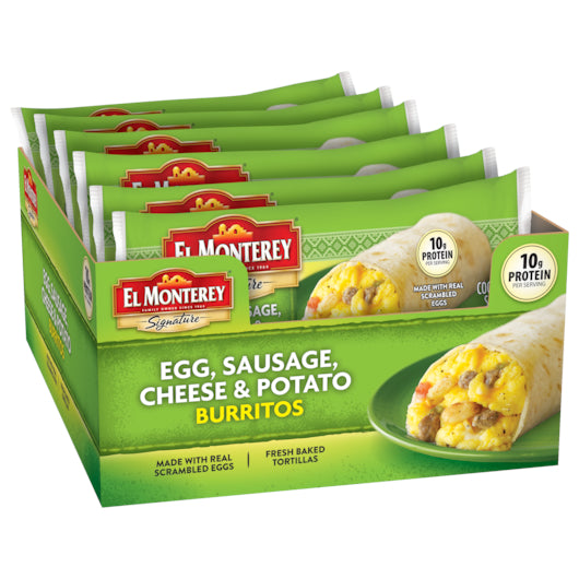 El Monterey Individually Wrapped Egg, Sausage, Cheese, & Potato Burrito, 24 x 4.5 oz Case - DOT product image 4