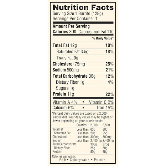 El Monterey Bacon, Egg & Cheese Burrito, 24 x 4.5 oz Case - DOT product image 6