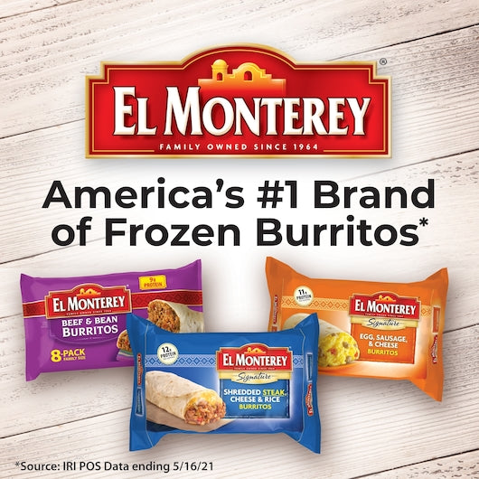 El Monterey Individually Wrapped Shredded Steak & Three Cheese Burrito, 24 x 4.8 oz Case - DOT product image 7