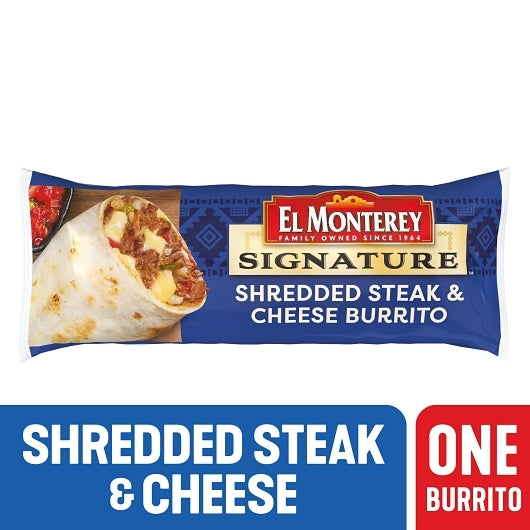 El Monterey Individually Wrapped Shredded Steak & Three Cheese Burrito, 24 x 4.8 oz Case - DOT product image 2