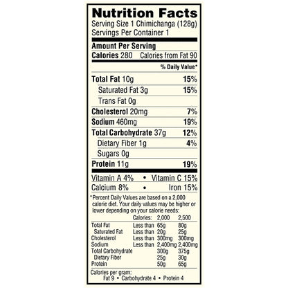 El Monterey Individually Wrapped Chicken & Monterey Jack Cheese Chimichangas, 24 x 4.5 oz Case - DOT product image 7