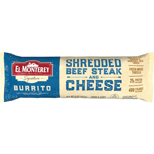 El Monterey Individually Wrapped Shredded Beef Steak & Cheese Burrito, 12 x 8 oz Case - DOT product image 5
