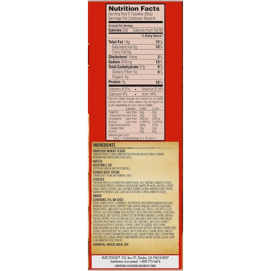 El Monterey BEEF & CHEESE FLOUR TAQUITO, 5 x 1.25 lb Case - DOT product image 3