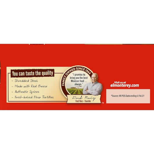 El Monterey BEEF & CHEESE FLOUR TAQUITO, 5 x 1.25 lb Case - DOT product image 4