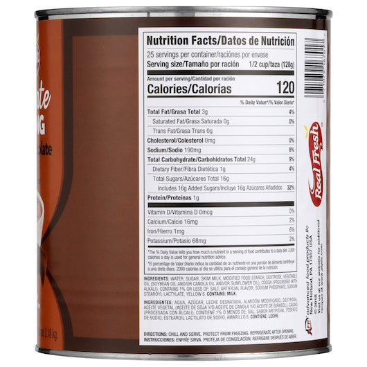 Real Fresh Value Line Trans Fat Free Chocolate Flavored Pudding, 6 x 7 lb Case - DOT product image 7