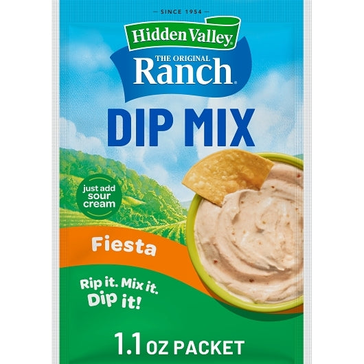 Hidden Valley Fiesta Ranch Party Dip Mix Dressing Mix, 24 x 1.1 oz Case - Condiments & Sauces