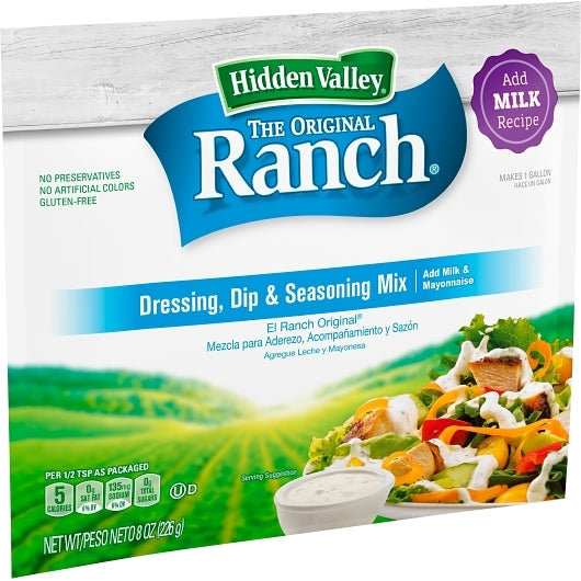 Hidden Valley Milk Based Original Ranch Dry Salad Dressing Mix, 12 x 8 oz Case - DOT product image 4