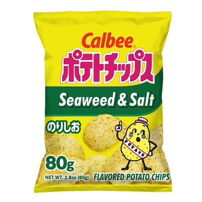 Calbee Potato Chips Seaweed & Salt, 6 x 2.8 oz Case - Snacks