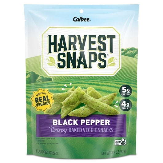 Harvest Snaps Green Pea Black Pepper Snack Crisps, 12 x 3.3 oz Case - Snacks
