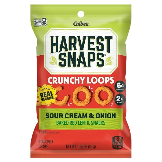 Harvest Snaps Crunchy Loops Sour Cream & Onion Caddy, 8 x 1.35 oz Case - Condiments & Sauces