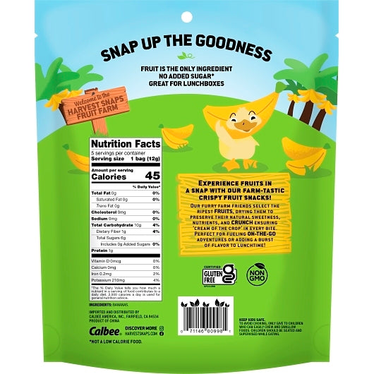 Harvest Snaps Kids Crispy Bananas, 12 x 2.1 oz Case - Dried Fruit & Fruit Snacks