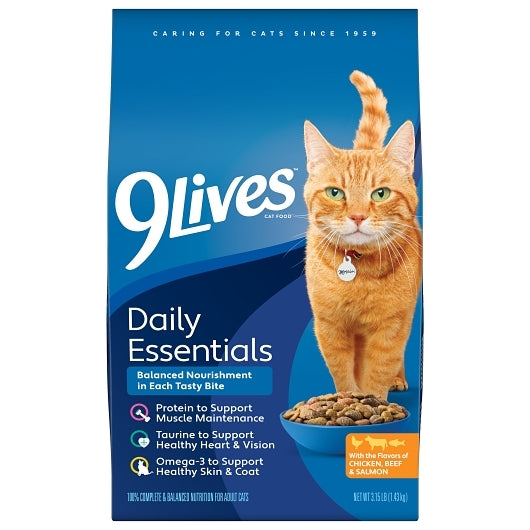 9Lives Chicken Beef And Salmon Flavor Cat Food Bag, 4 x 50.4 oz Case - Meat, Poultry & Seafood