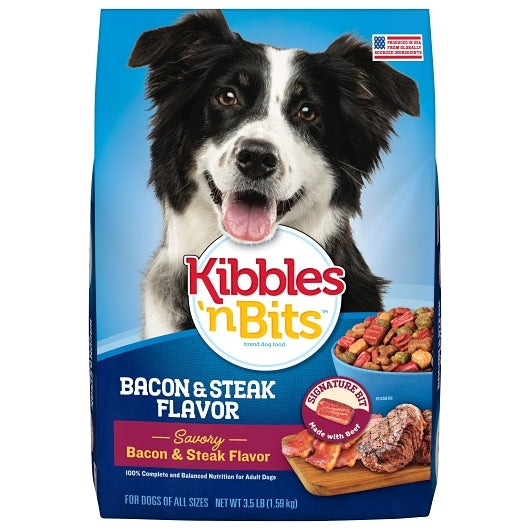 Kibbles N' Bits Bacon And Steak Flavor Dry Dog Food Bag, 4 x 56 oz Case - Pet Food & Pet Care