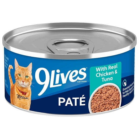 9Lives Chicken And Tuna Pate Wet Cat Food, 24 x 5.5 oz Case - Pet Food & Pet Care