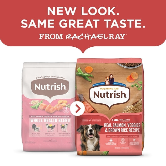 Rachel Ray Adult Dry Salmon Veggies & Brown Rice Whole Health Blend Dog Food Bag, 4 x 72 oz Case - Meat, Poultry & - ima