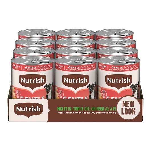 Rachael Ray Nutrish Gentle Digestion Real Chicken, Pumpkin & Salmon Pate Wet Dog Food, 12 x 13 oz Case - Meat, Poultry &