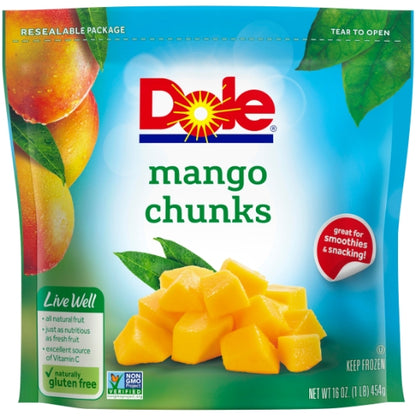 Dole Individual Quick Frozen Mango Chunks, 8 x 16 oz Case - Front/center packaged product image