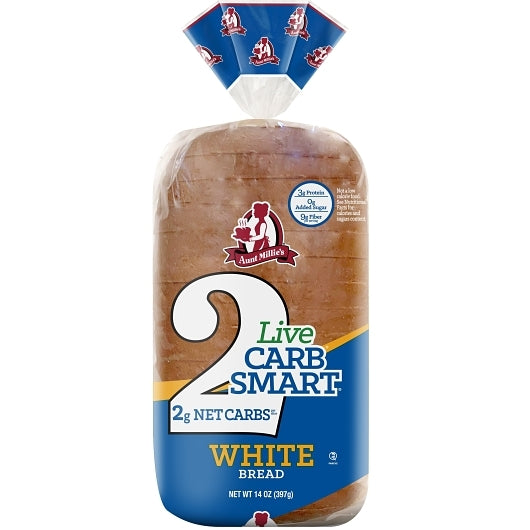 Aunt Millie's Live Carb Smart White Bread, 6 x 14 oz Case - Breads, Rolls & Buns
