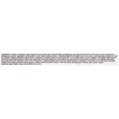 TrueSoups Clam Chowder Ready to Heat Clam Chowder, 1 x 14.5 KG Case - Combined nutrition and ingredients label