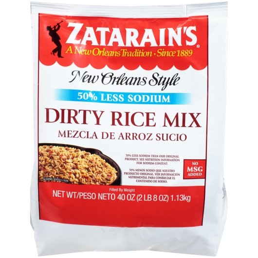 Zatarain's Reduced Sodium Dirty Rice Mix, 6 x 40 oz Case - Rice & Grains