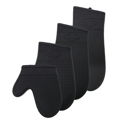 RITZ Food Service John Ritzenthaler 15 Inch 100% Silicone Black Oven Mitt, 1 x 1 each Case - Bar Towels & Kitchen